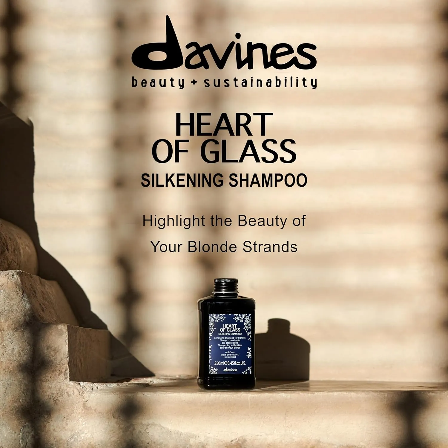 Davines Heart of Glass Silkening Shampoo for Blonde Care, Nourishing Protection for Natural Or Cosmetically Treated Hair