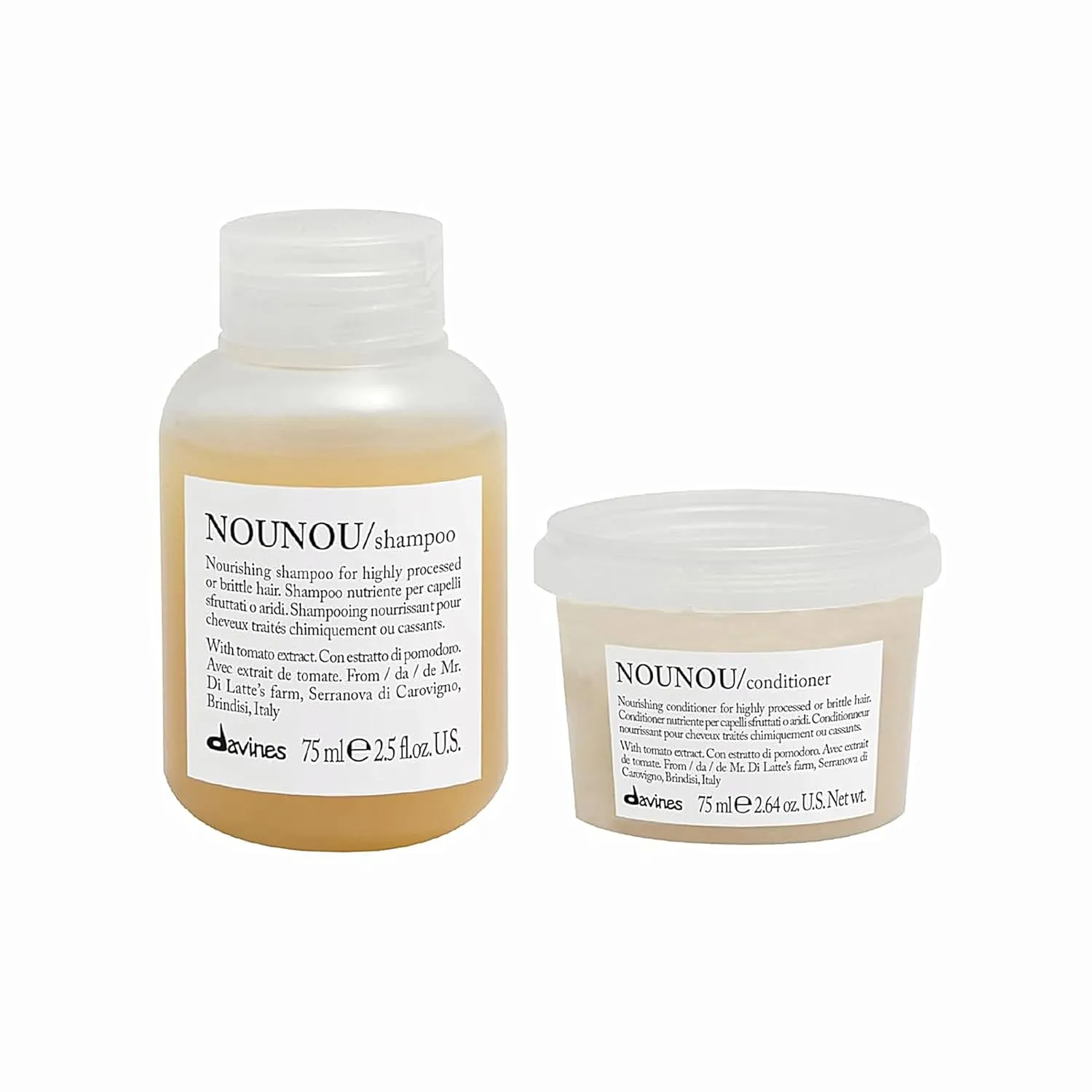 Davines NOUNOU Shampoo, Hydrating Deep Shampoo for Bleached, Permed, Relaxed, Damaged Hair Or Very Dry Hair, Replenishes Chemically Processed Hair