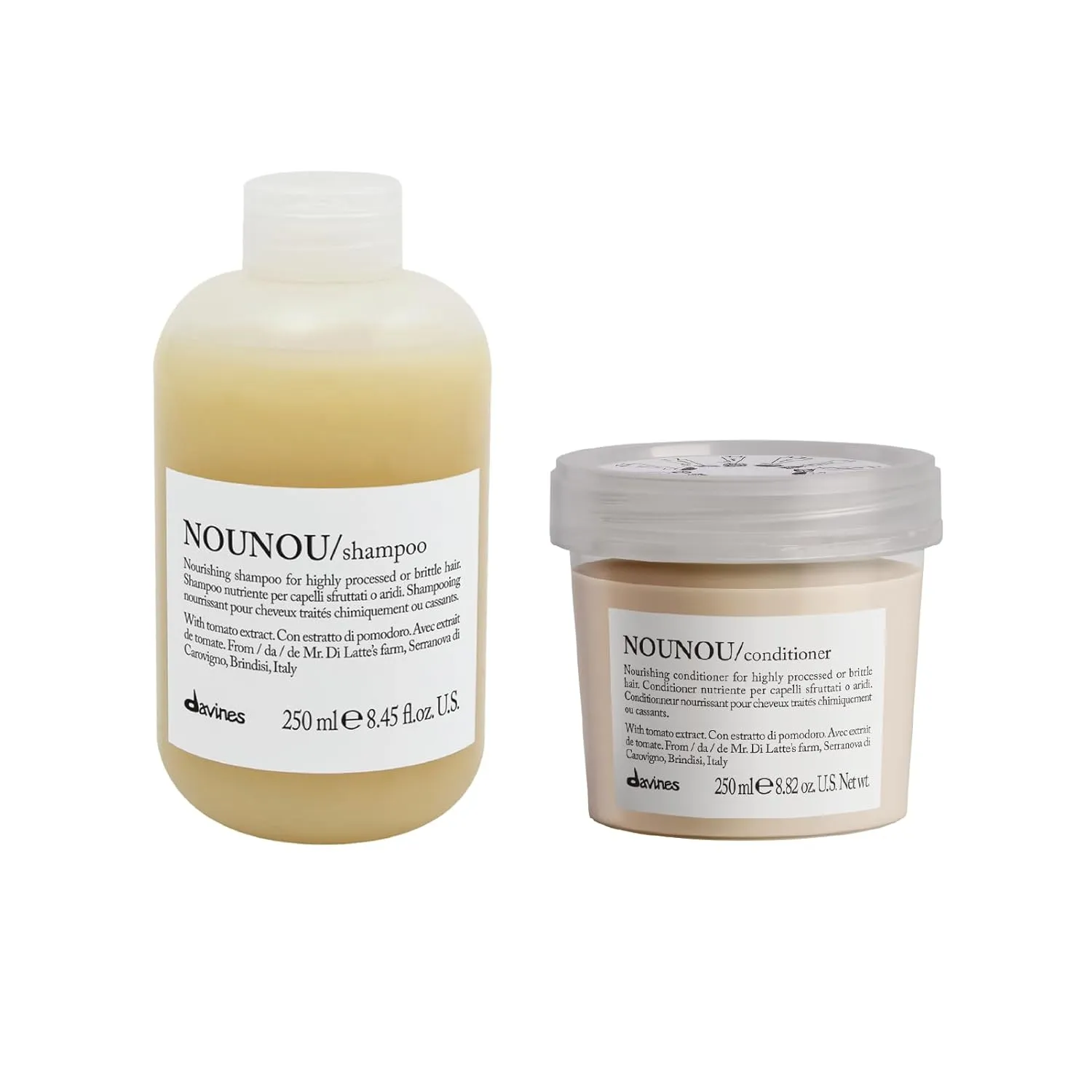Davines NOUNOU Shampoo, Hydrating Deep Shampoo for Bleached, Permed, Relaxed, Damaged Hair Or Very Dry Hair, Replenishes Chemically Processed Hair