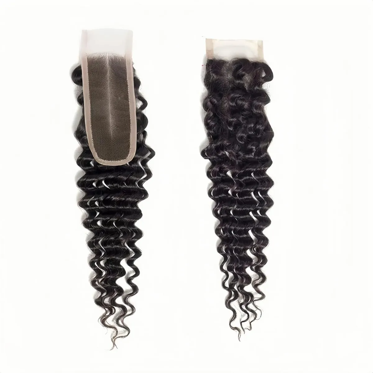 Deep Curly 2x6 HD Lace Closure with Baby Hair Deep Middle Part Remy Human Hair Swiss Kim K Lace Closure (Deep Wave, 10 inch)