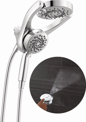 Delta Faucet 5-Setting HydroRain 2-in-1 Dual Shower Head with ProClean Spray, Chrome Round Shower Head with Hose, Hand Held Shower Head, Chrome 75419