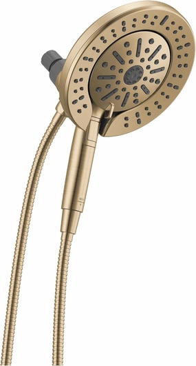 Delta Faucet 6-Setting In2ition 2-in-1 Dual Shower Head with ProClean Spray, Gold Round Shower Head with Hose, Hand Held, Champagne Bronze 75655CZ