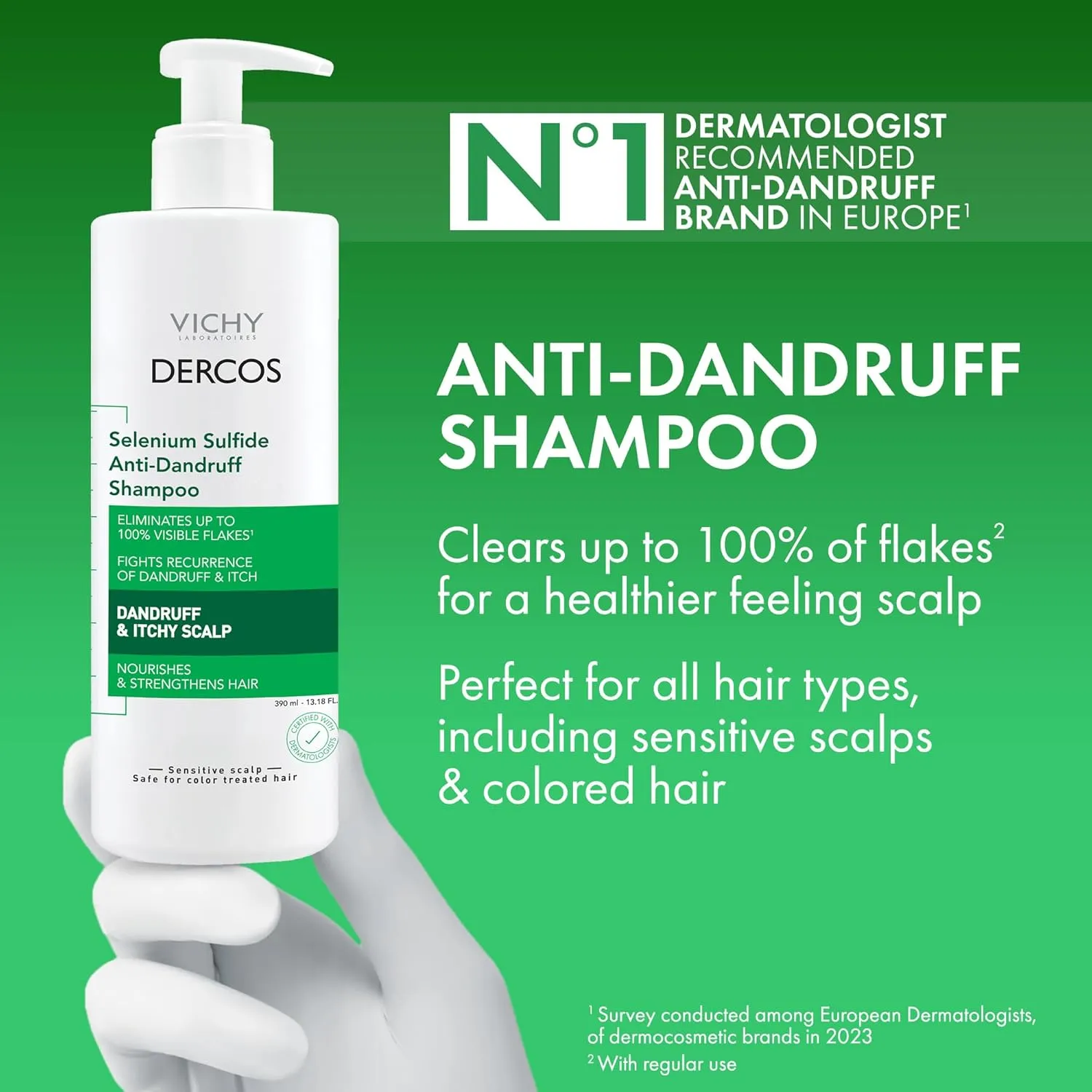 Dercos Selenium Sulfide Anti Dandruff Shampoo, Dry Scalp Treatment and Itch Relief. Prescription Strength Comparable to 2% Ketoconazole, for Mild to Severe Dandruff-Prone Hair & Flaky, Itchy Scalps