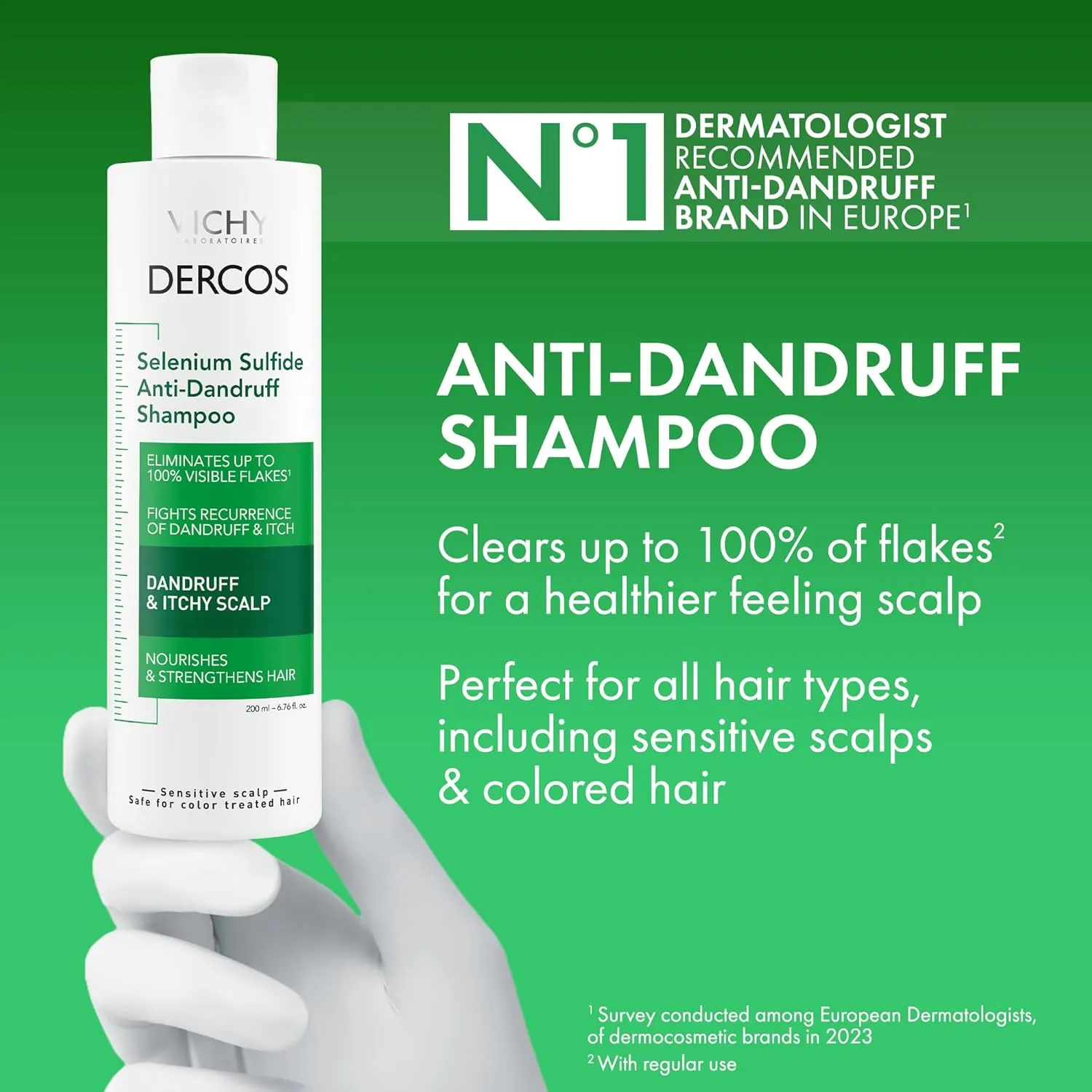 Dercos Selenium Sulfide Anti Dandruff Shampoo, Dry Scalp Treatment and Itch Relief. Prescription Strength Comparable to 2% Ketoconazole, for Mild to Severe Dandruff-Prone Hair & Flaky, Itchy Scalps