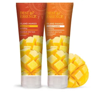 Desert Essence Island Mango Shampoo & Conditioner Bundle - 8 Fl Ounce - Enriching - Shea Butter - Jojoba Oil - Smooth & Silky - Soft & Healthy