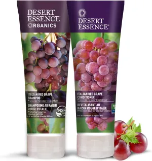 Desert Essence Italian Red Grape Shampoo & Conditioner Bundle - 8 Fl Ounce - Protection For Color Treated Hair - Antioxidant - Vitamin B5 - Natural - Protect Hair From UV Filters