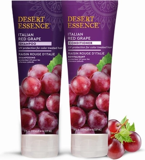 Desert Essence Italian Red Grape Shampoo & Conditioner Bundle - 8 Fl oz - Color-Protective Shampoo formulated with Resveratrol, Organic Grape Seed aAntioxidant Rich, Organic Sea Kelp Nettle Extracts,
