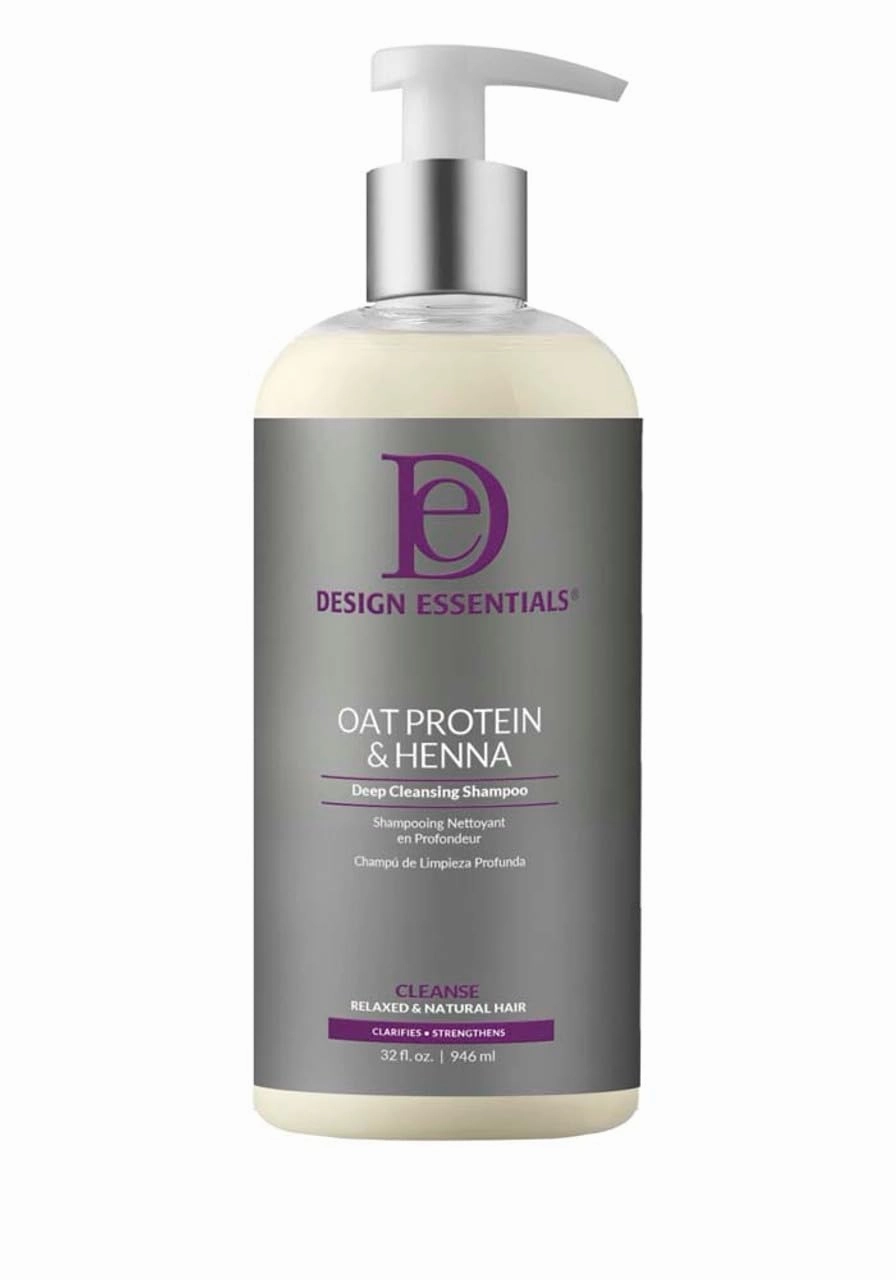 Design Essentials Oat Protein & Henna Deep Cleansing Shampoo for Relaxed & Natural Hair, Clarifies, Strengthens, & Volumizes Hair - Sulfate-Free, 32 Oz (Pack of 1)