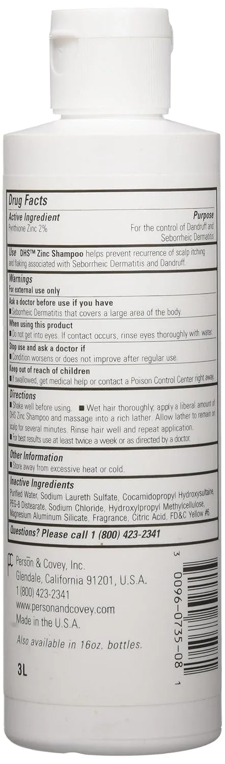 DHS Zinc Shampoo, 8 Fl Oz