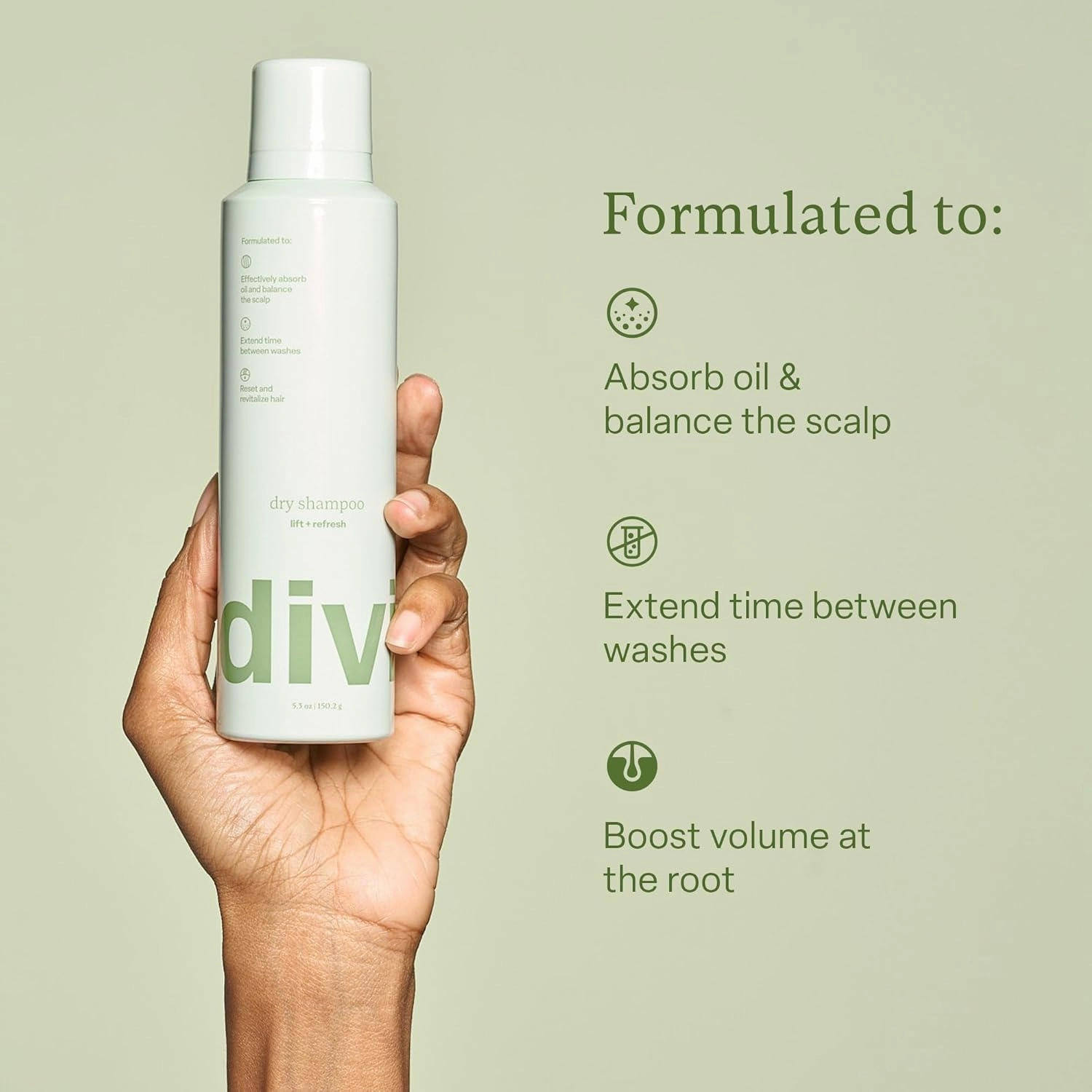 Divi Dry Shampoo Spray for Women - Formulated to Absorb Oil, Balance the Scalp and Extend Time Between Washes - Free of Benzene, Butane, Propane and Talc, 5.3oz (2 Pack)