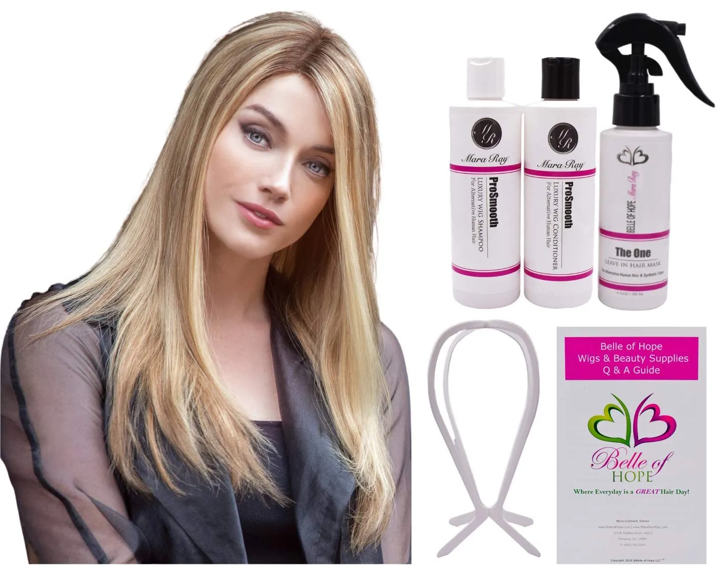 DOMINIQUE PETITE Lace Front 100% Hand-Tied Human Hair Wig by Fair Fashion, 6PC Bundle: Wig, 4oz Mara Ray ProSmooth Shampoo and Conditioner, The One Detangler, Wig Stand, and 19 Page Belle of Hope Guide (8/32)