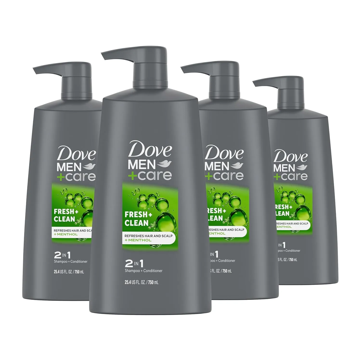 DOVE MEN   CARE 2-in-1 Shampoo and Conditioner Fresh and Clean 4 Count Nourishes and Invigorates Helps Strengthen Hair 25.4 oz