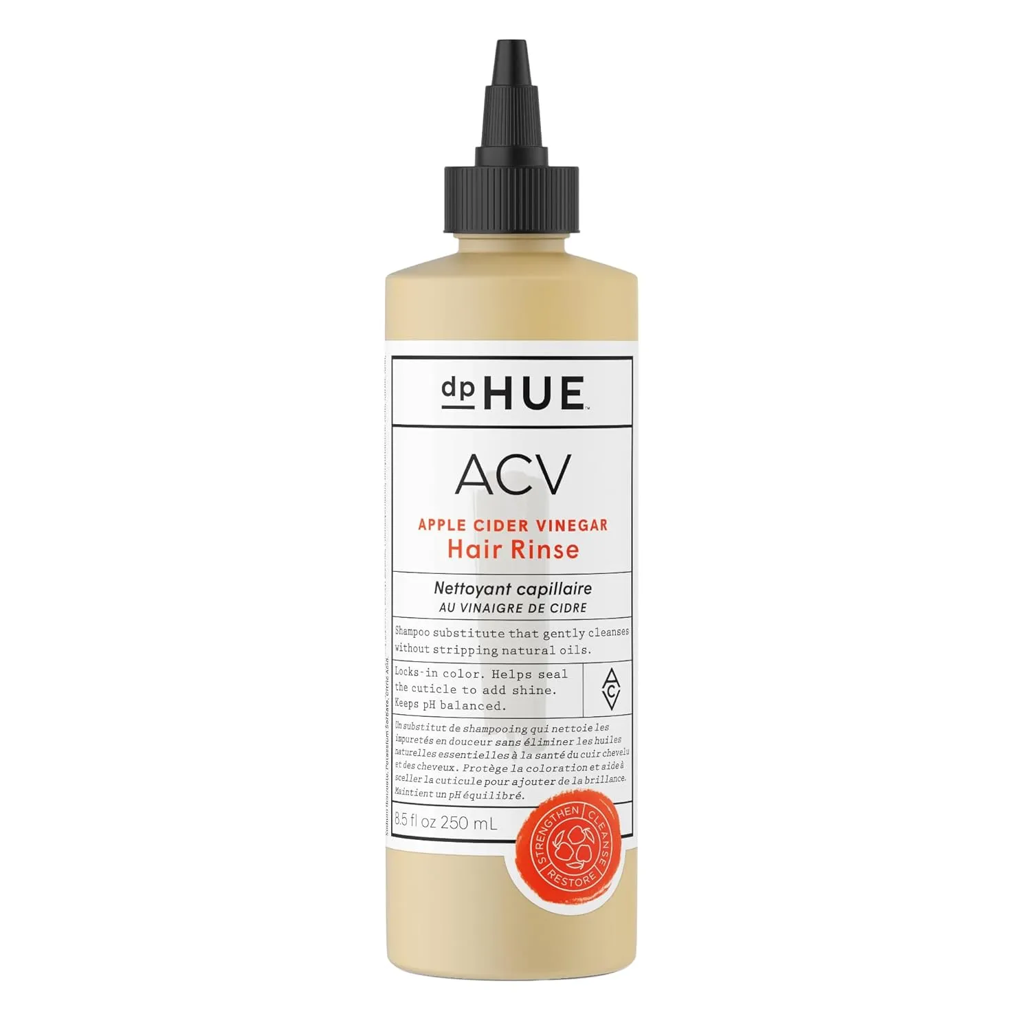 dpHUE Apple Cider Vinegar Hair Rinse, 8.5 oz - Shampoo Alternative, Scalp Cleanser & Post Workout Rinse - Removes Buildup & Sweat - Protects Natural Hair Oils