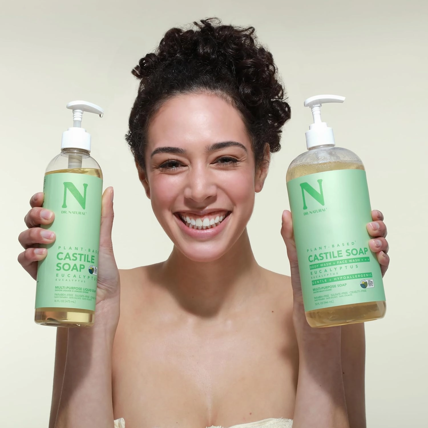 Dr. Natural Castile Liquid Soap - Multi-Use Body Wash, Shampoo and Face Wash - Hydrating Body Soap for Skin, Hair, Pets and Home - Eucalyptus - 32 oz