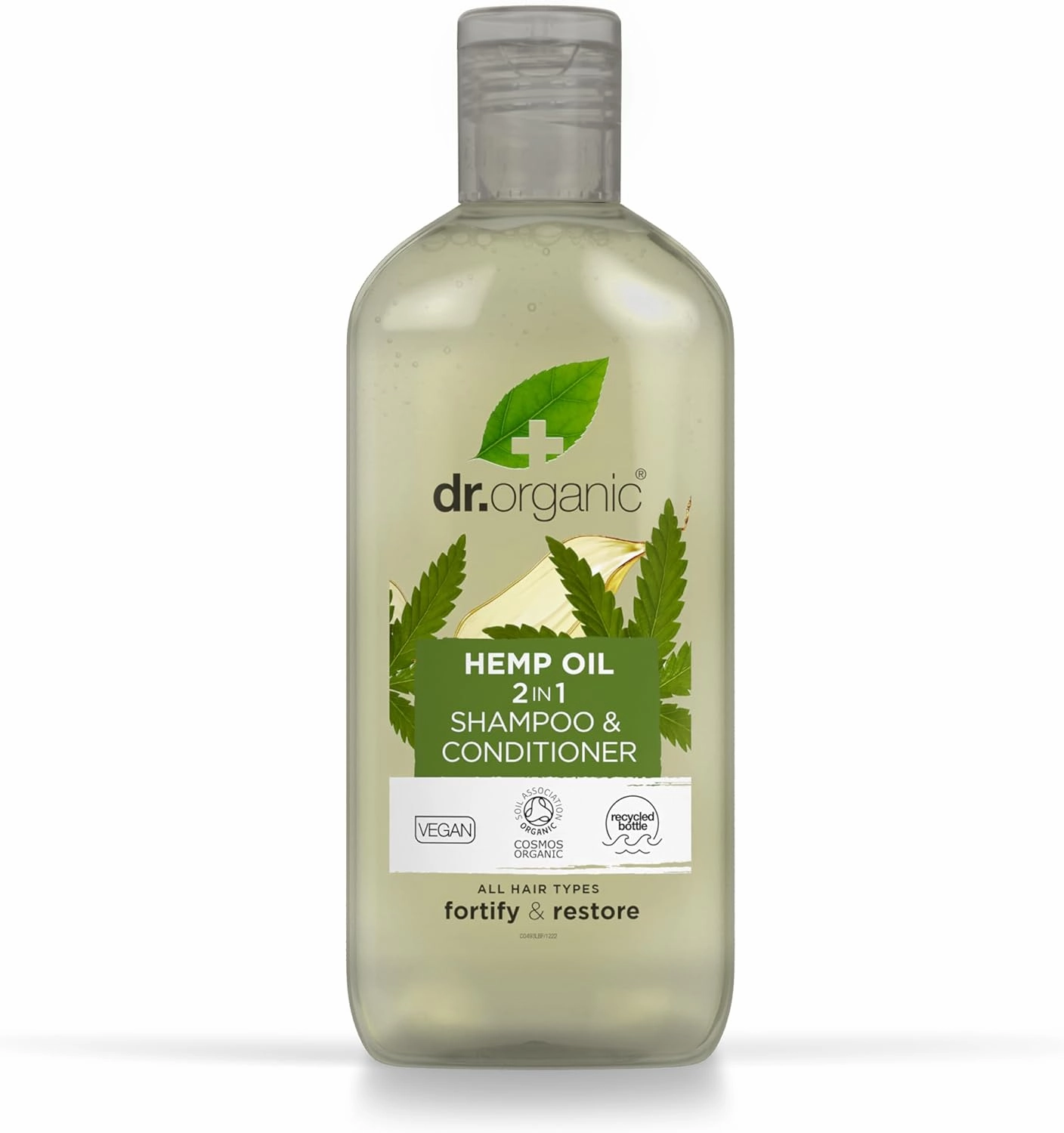 DR ORGANIC Hemp Oil 2 in 1 Shampoo & Conditioner for Fine Hair, For Men & Women, Natural, Vegan, Cruelty-Free, Paraben & SLS-Free, Certified Organic, 265ml