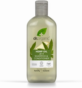 DR ORGANIC Hemp Oil 2 in 1 Shampoo & Conditioner for Fine Hair, For Men & Women, Natural, Vegan, Cruelty-Free, Paraben & SLS-Free, Certified Organic, 265ml