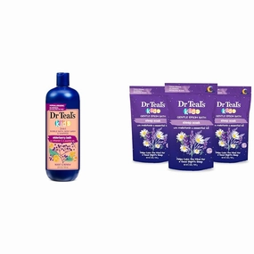 Dr Teal's Kids 3-in-1 Elderberry Bath: Bubble Bath, Body Wash & Shampoo, 20 fl oz. & Kids Gentle Epsom Salt, Sleep Soak with Melatonin & Essential Oil Blend, 2 lbs (Pack of 3)