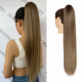 Drawstring Ponytail Extension Straight Ponytail 26Inch Long Straight Pony Tails for Black Women Girls(Color T10/16A)