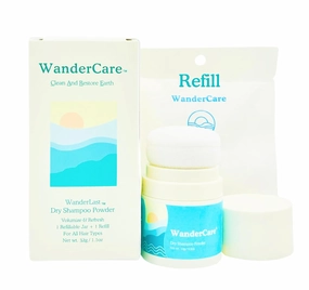 Dry Shampoo Volume Powder | Natural, Eco-friendly, Non Aerosol, Refillable | USA-Made | Refreshes, Volumizes | For Light, Medium or Dark Hair | 1 Refillable Jar   1 Plastic-free Refill