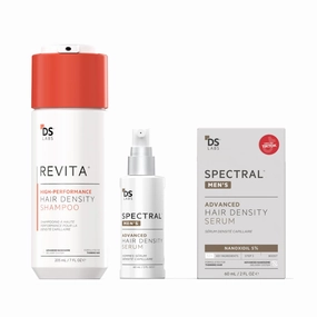 DS Labs Revita Shampoo and Spectral Men's Kit – High-Performance Hair Density Shampoo & Serum Bundle, Volumizing & Thickening, Fuller, Healthier-Looking Hair, Sulfate & Silicone Free, For Men