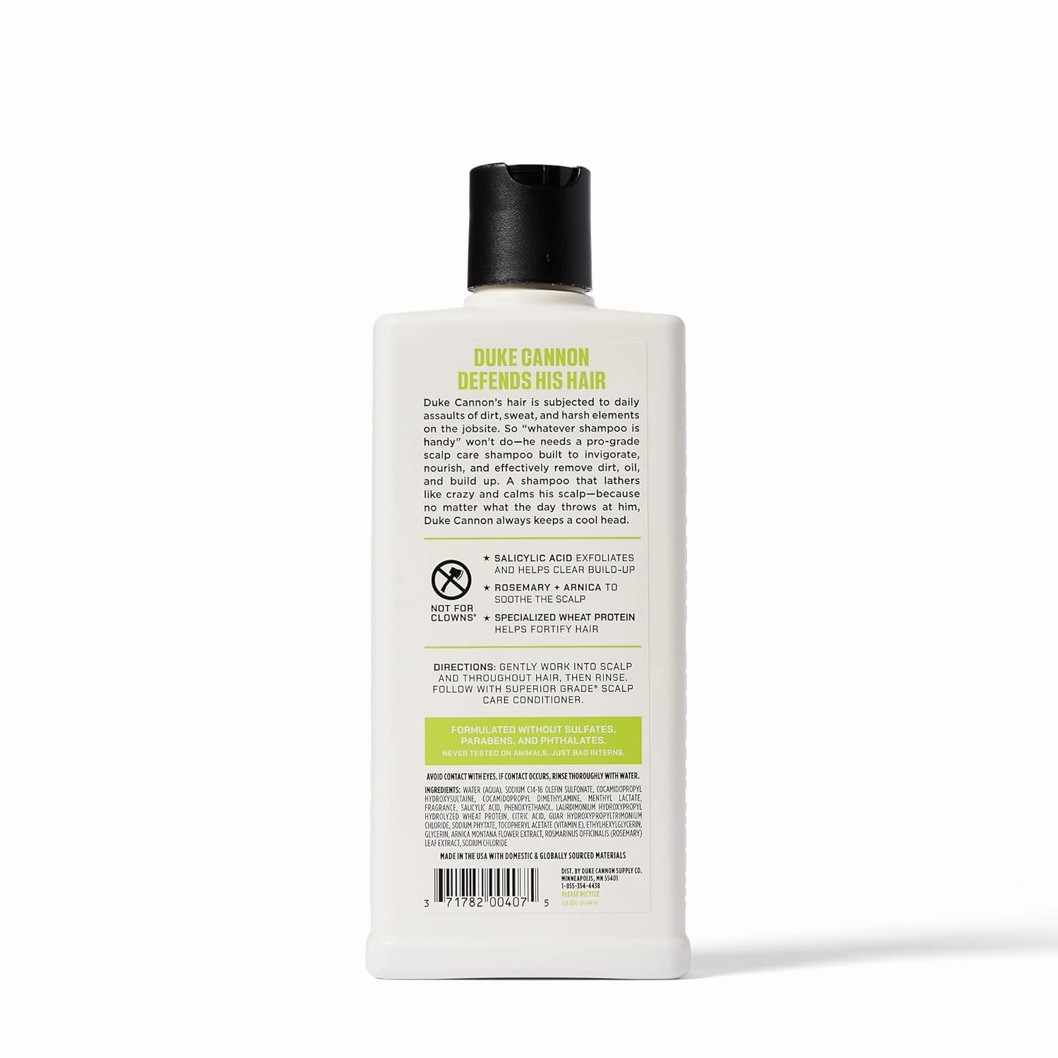 Duke Cannon Superior Grade Scalp Care Shampoo for Men, 14 oz – Salicylic Acid for Build-Up Removal, Rosemary & Arnica for Scalp Soothing, Wheat Protein for Strength, Sulfate-Free