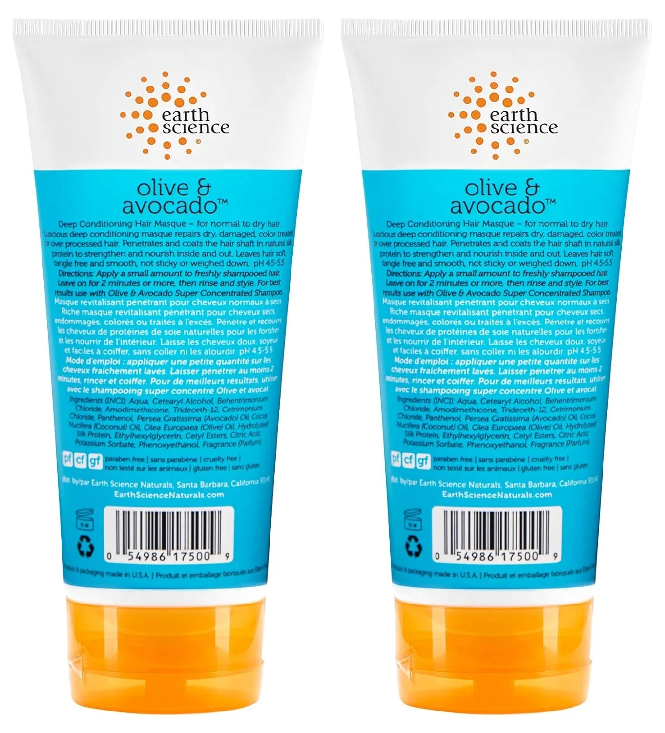 EARTH SCIENCE - Olive & Avocado Deep Conditioning Hair Masque: For Normal to Dry Hair (2 pk, 6 oz.)