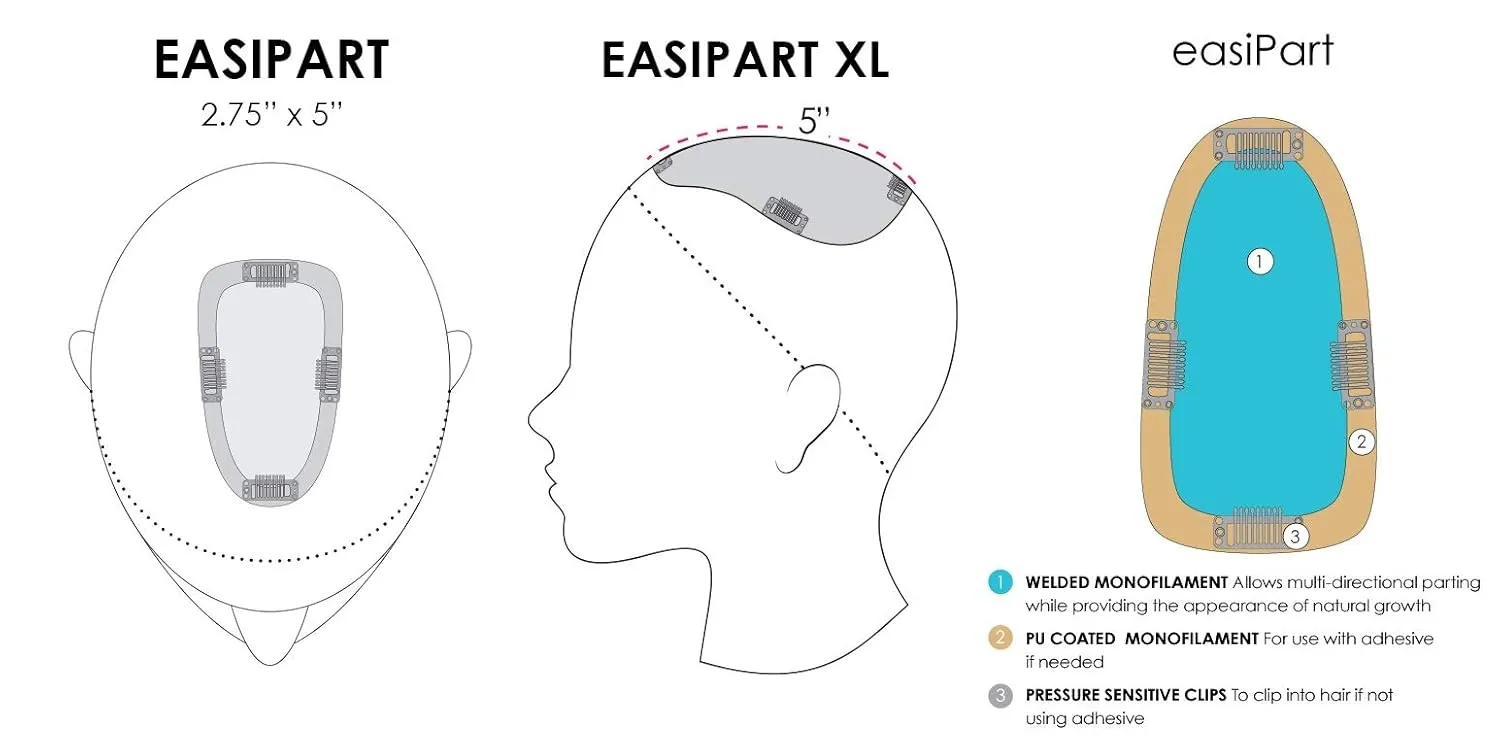 Easipart HD 18" Synthetic Clip-in Topper by Jon Renau, Wide Tooth Comb, Mara Ray 4oz Luxury Shampoo, 19 Page Belle of Hope Wig Care Booklet, Bundle 4pc (14/26S10)
