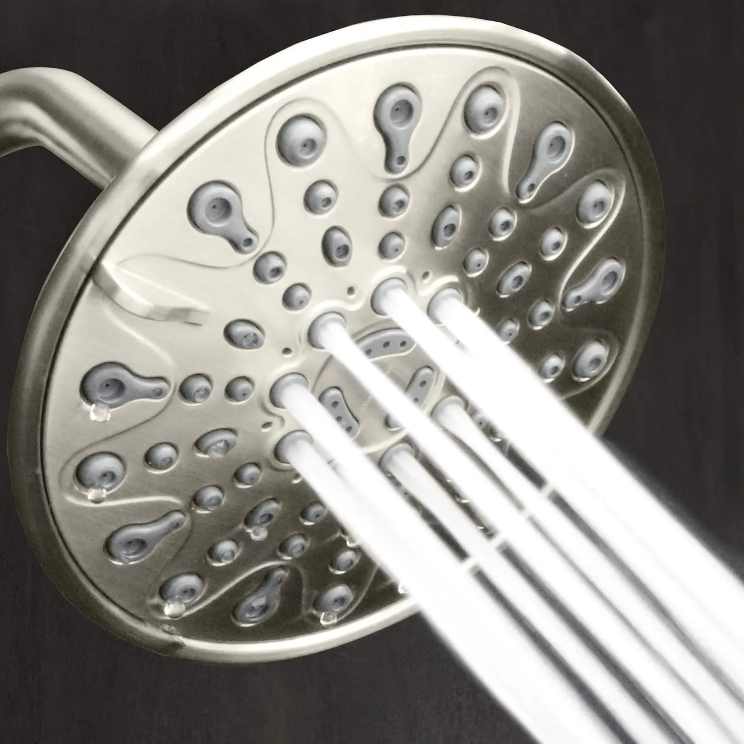 Elite Series: Brushed Nickel Rain Shower Head, 6 Inch 6 Spray Settings Adjustable Rainfall Showerhead with 360 Degree Tilt, Experience MAXX Comfort and Elegance (Brushed Nickel)