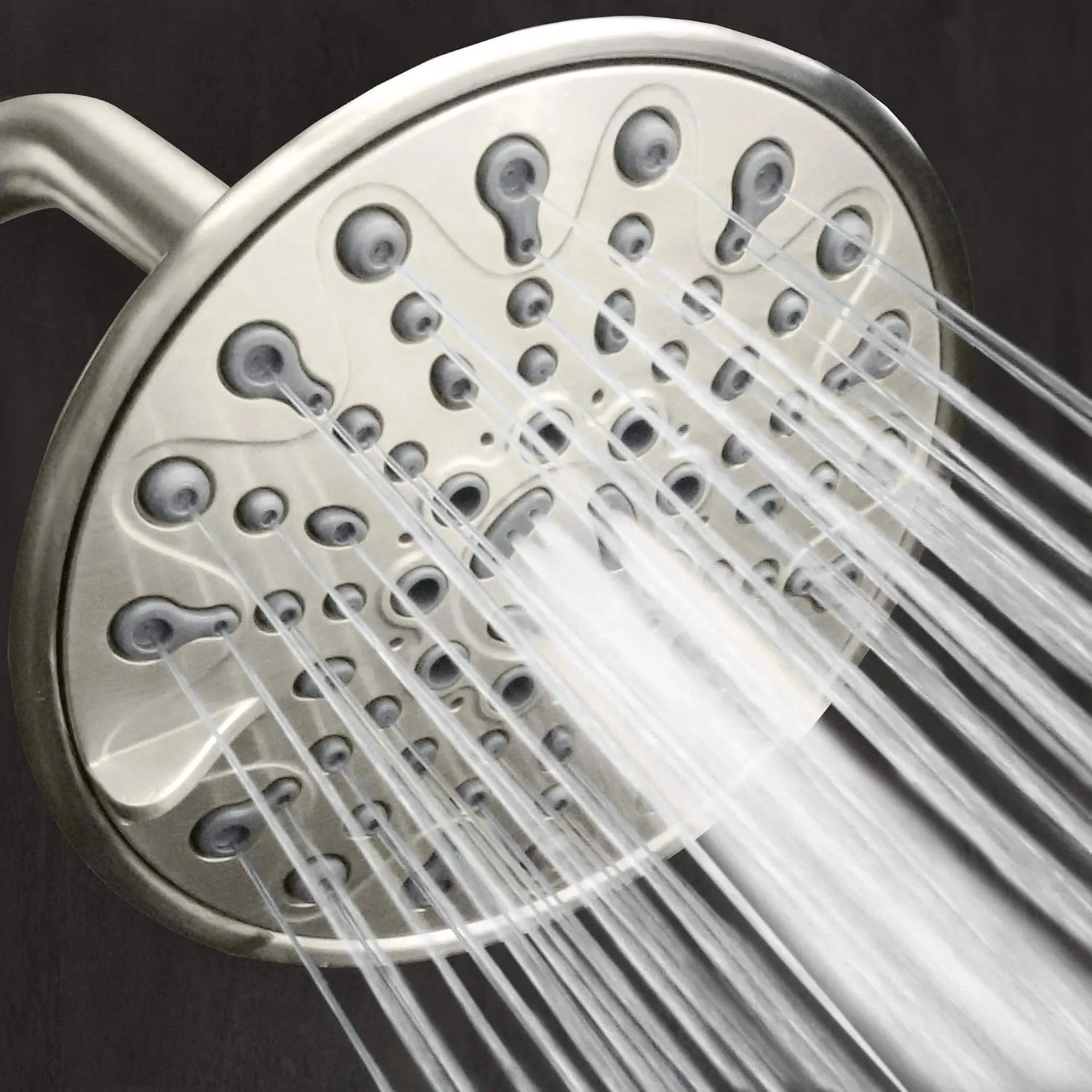 Elite Series: Brushed Nickel Rain Shower Head, 6 Inch 6 Spray Settings Adjustable Rainfall Showerhead with 360 Degree Tilt, Experience MAXX Comfort and Elegance (Brushed Nickel)