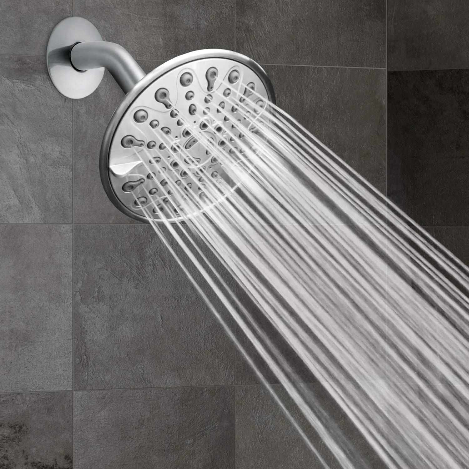 Elite Series: Chrome Rain Shower Head, 6 inch 6 Spray Settings Adjustable High Pressure Rainfall Showerhead with 360 Degree Tilt, Experience MAXX Comfort and Elegance (Chrome Polished)