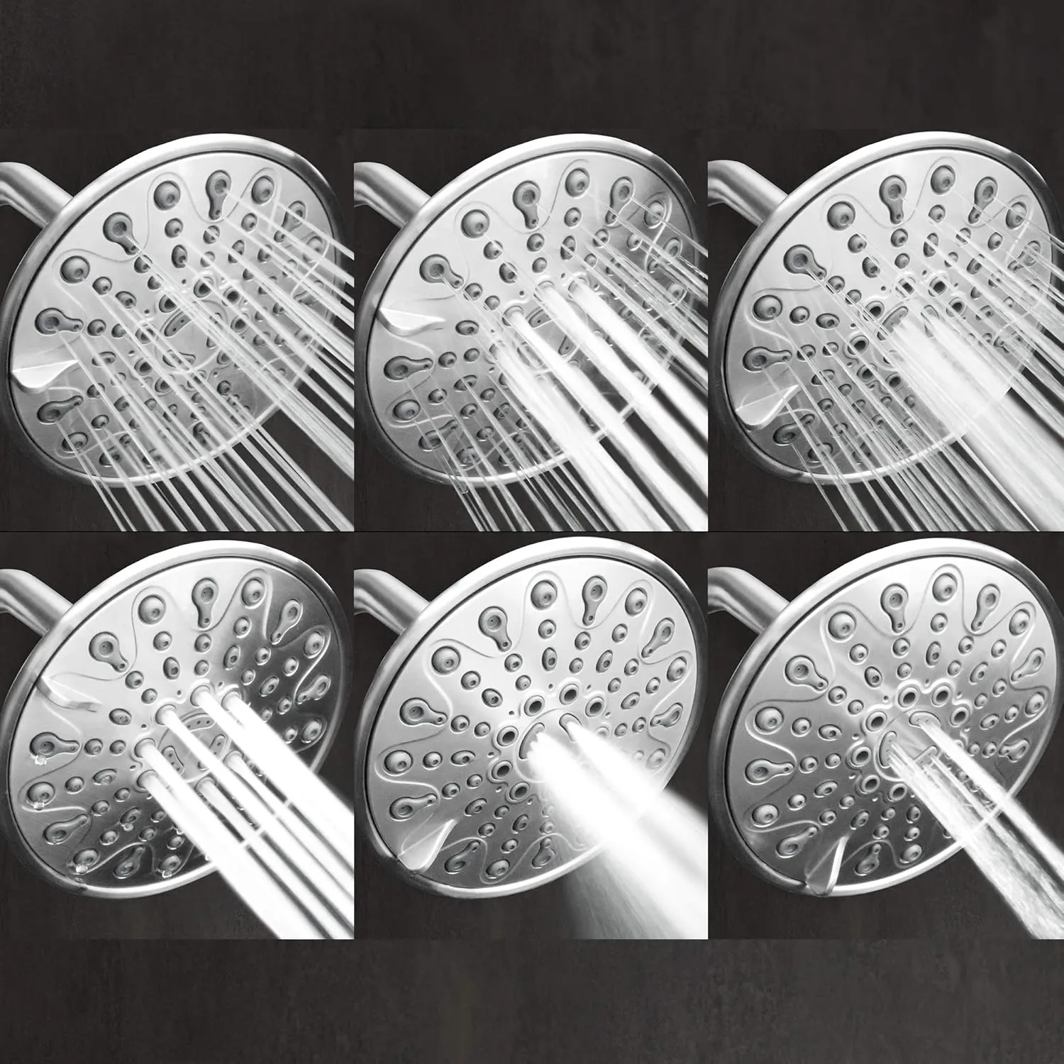 Elite Series: Chrome Rain Shower Head, 6 inch 6 Spray Settings Adjustable High Pressure Rainfall Showerhead with 360 Degree Tilt, Experience MAXX Comfort and Elegance (Chrome Polished)