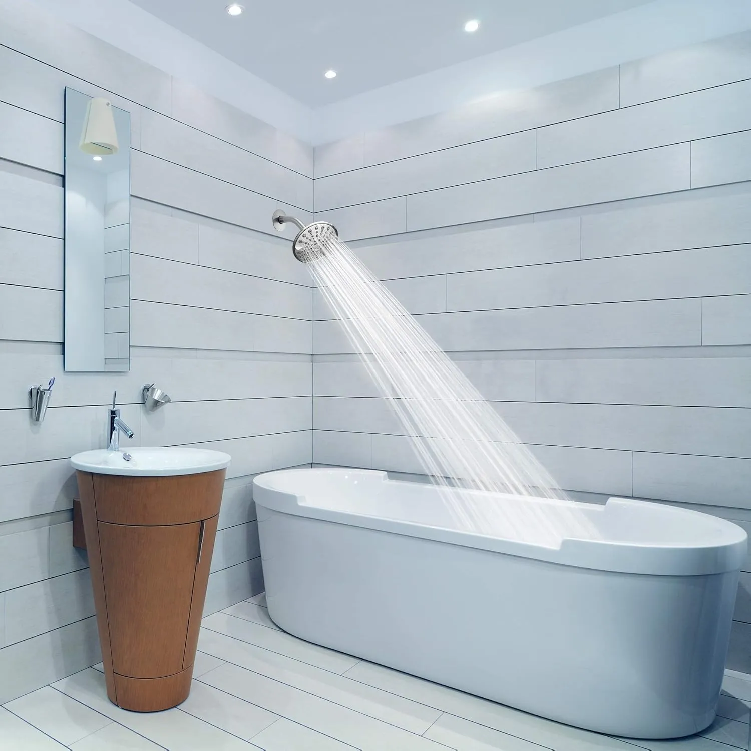 Elite Series: Chrome Rain Shower Head, 6 inch 6 Spray Settings Adjustable High Pressure Rainfall Showerhead with 360 Degree Tilt, Experience MAXX Comfort and Elegance (Chrome Polished)