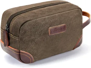 emissary Men's Toiletry Bag, Leather and Canvas Travel Toiletry Bag, Dopp Kit for Men, Travel Bathroom Bag Men's Shaving Kit, Travel Kit Small Bags for Men, Shaving Bag for Travel Accessories (Coffee)