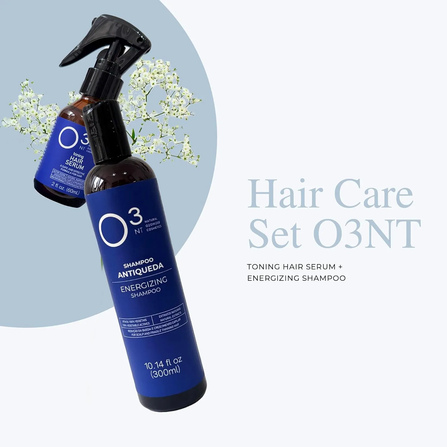 Energizing Shampoo   Hair Serum Kit - High-Performance Natural Hair Treatment - Ozone Therapy - Strengthening & Toning for Healthy Hair - Shampoo 10.14 Fl Oz Serum 2.03 Fl Oz