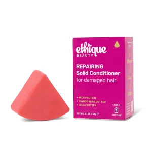 Ethique Repairing Conditioner Bar for dry, damaged hair with Rice Protein - Plastic Free, Vegan, Cruelty-Free, 2.12 oz - Formerly Too Delicious