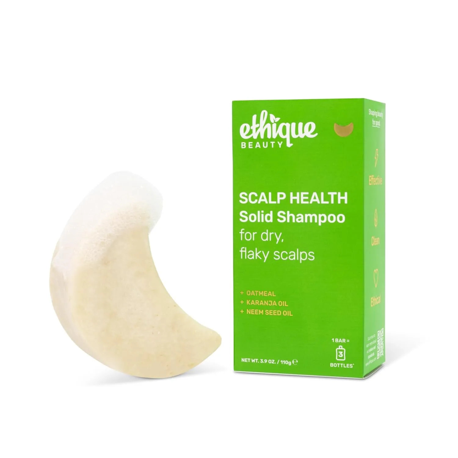 Ethique Scalp Health Shampoo Bar for itchy, dry, flaky scalps with Oatmeal - Plastic-Free, Vegan, Cruelty-Free, 3,88 oz - Formerly Heali Kiwi