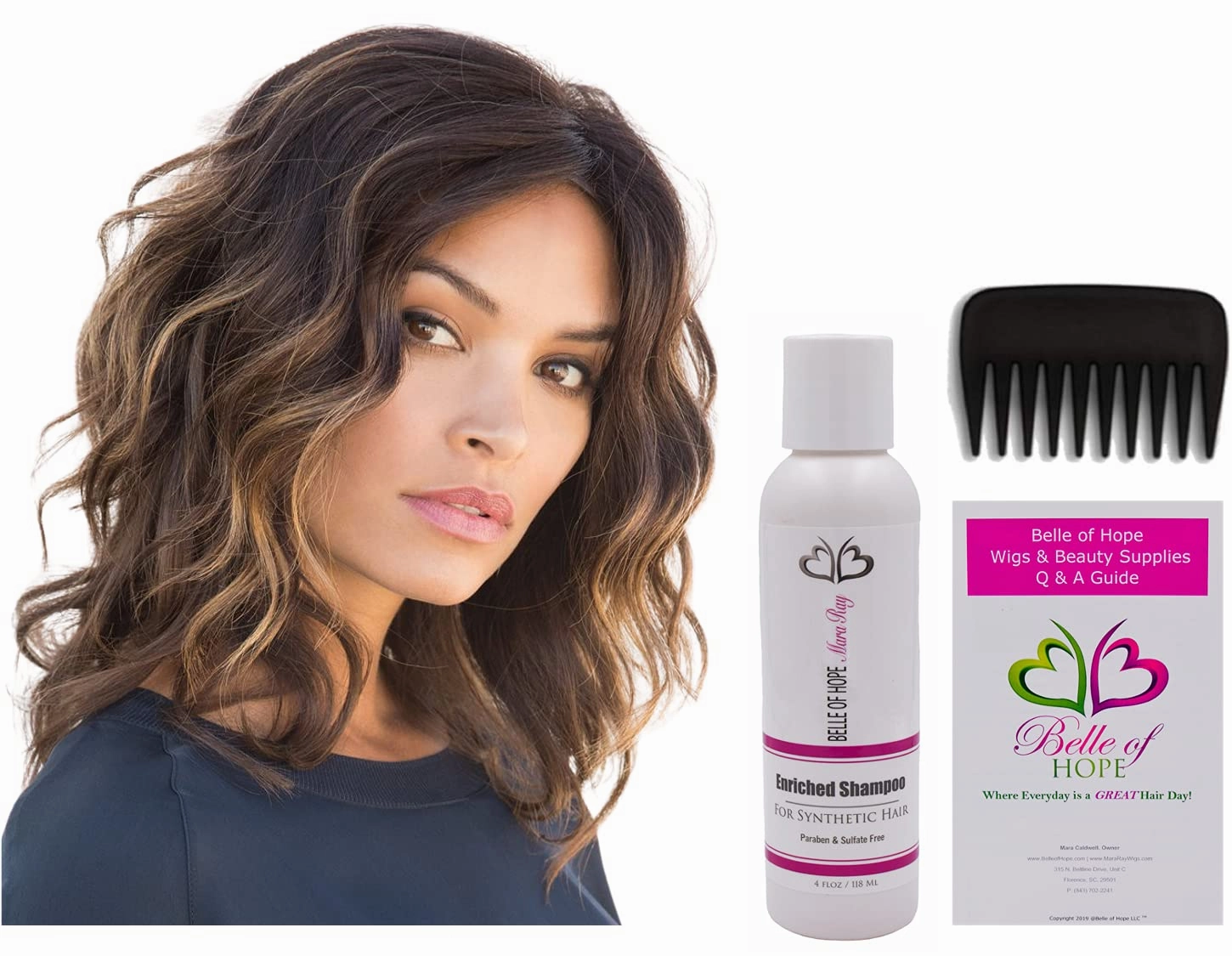 EVANNA TOP PIECE by Rene of Paris, 4PC Bundle: Topper, 4oz Mara Ray Enriched Shampoo, Wide Tooth Comb, and 19 Page Belle of Hope Guide (Ice Blond)
