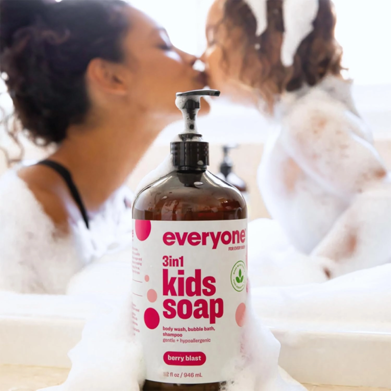 Everyone 3-in-1 Kids Soap, Body Wash, Bubble Bath, Shampoo, 32 Ounce (Pack of 2), Berry Blast, Coconut Cleanser with Plant Extracts and Pure Essential Oils