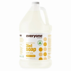 Everyone 3-in-1 Soap, Body Wash, Bubble Bath, Shampoo, 1 Gallon, Coconut and Lemon, Coconut Cleanser with Plant Extracts and Pure Essential Oils
