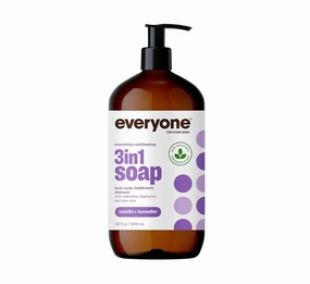 Everyone 3-in-1 Soap, Body Wash, Bubble Bath, Shampoo, 32 Ounce (Pack of 2), Vanilla and Lavender, Coconut Cleanser with Organic Plant Extracts and Pure Essential Oils (Packaging May Vary) (Pallet)