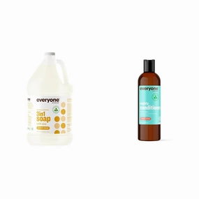 Everyone 3-in-1 Soap, Body Wash, Bubble Bath, Shampoo Coconut Lemon 1 Gallon Bundle with Everyone Mighty Conditioner 12 OZ