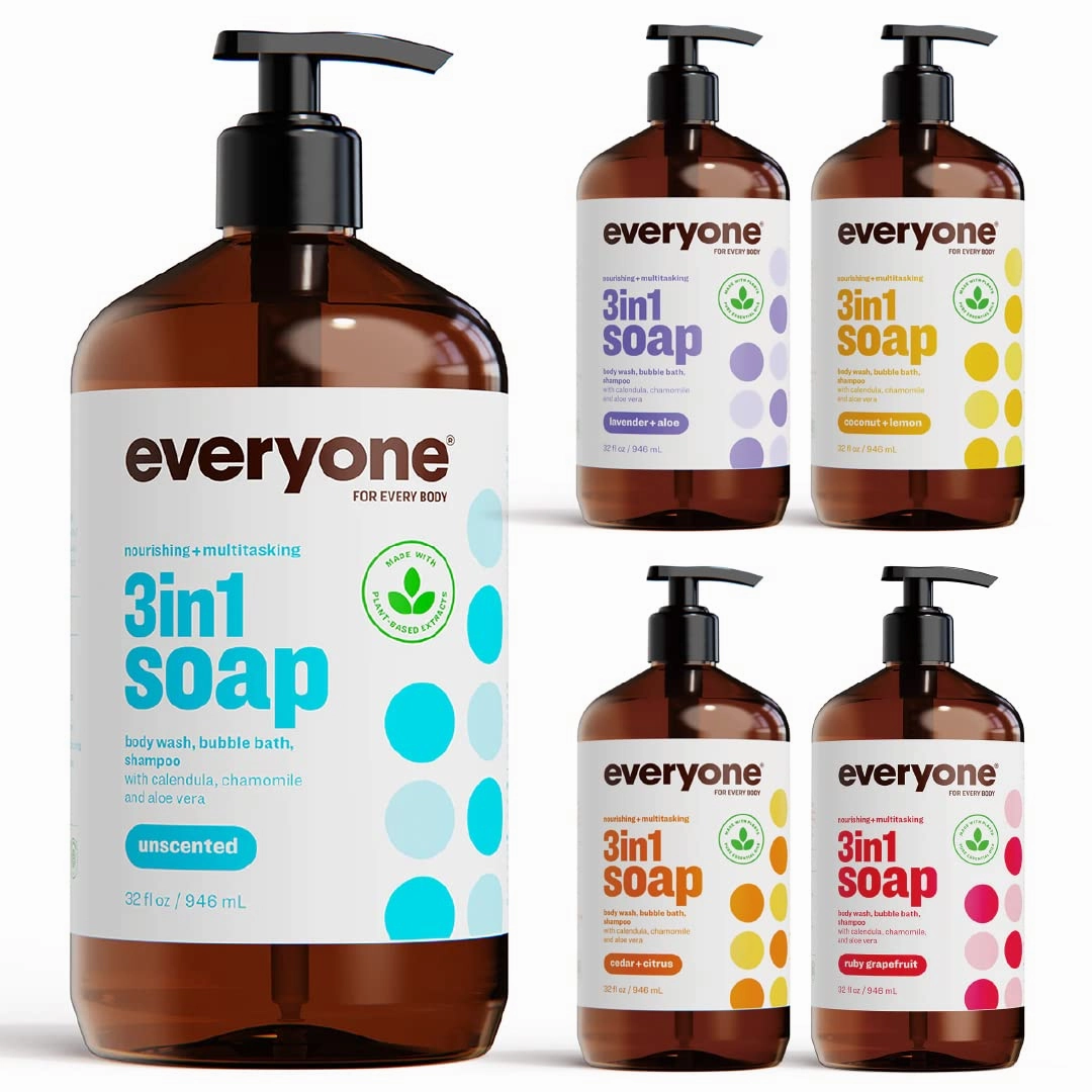 Everyone for Every Body 3-in-1 Soap - Body Wash, Shampoo, and Bubble Bath - Coconut   Lemon, 32 Ounces