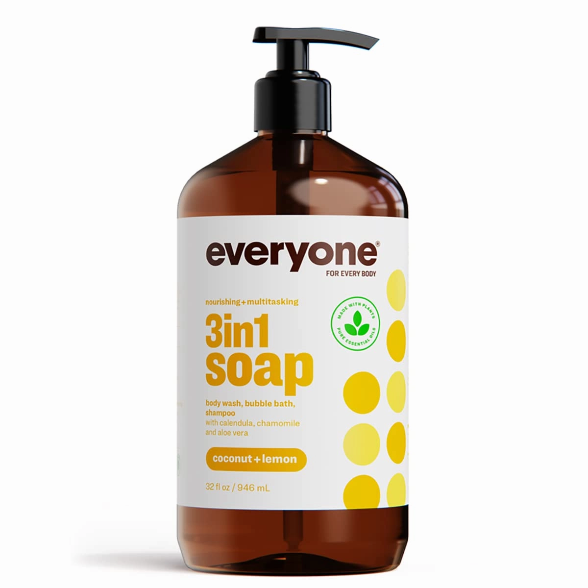 Everyone for Every Body 3-in-1 Soap - Body Wash, Shampoo, and Bubble Bath - Coconut   Lemon, 32 Ounces