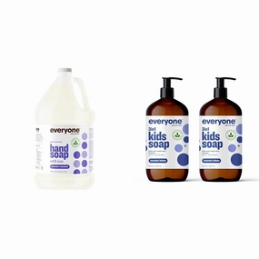 Everyone Liquid Hand Soap Refill, 1 Gallon, Lavender and Coconut & 3-in-1 Kids Soap, Body Wash, Bubble Bath, Shampoo, 32 Ounce (Pack of 2), Lavender Lullaby, Coconut Cleanser