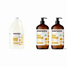 Everyone Liquid Hand Soap Refill, 1 Gallon, Meyer Lemon and Mandarin, Plant-Based Cleanser & 3-in-1 Soap, Body Wash, Bubble Bath, Shampoo, 32 Fl Oz (Pack of 2), Coconut and Lemon