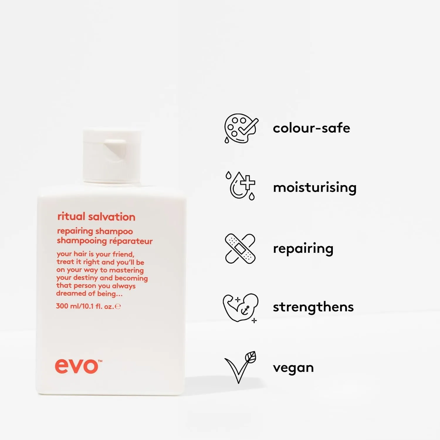 EVO Ritual Salvation Repairing Shampoo - Gently Cleanses, Treats Damaged & Brittle Hair & Protects Color