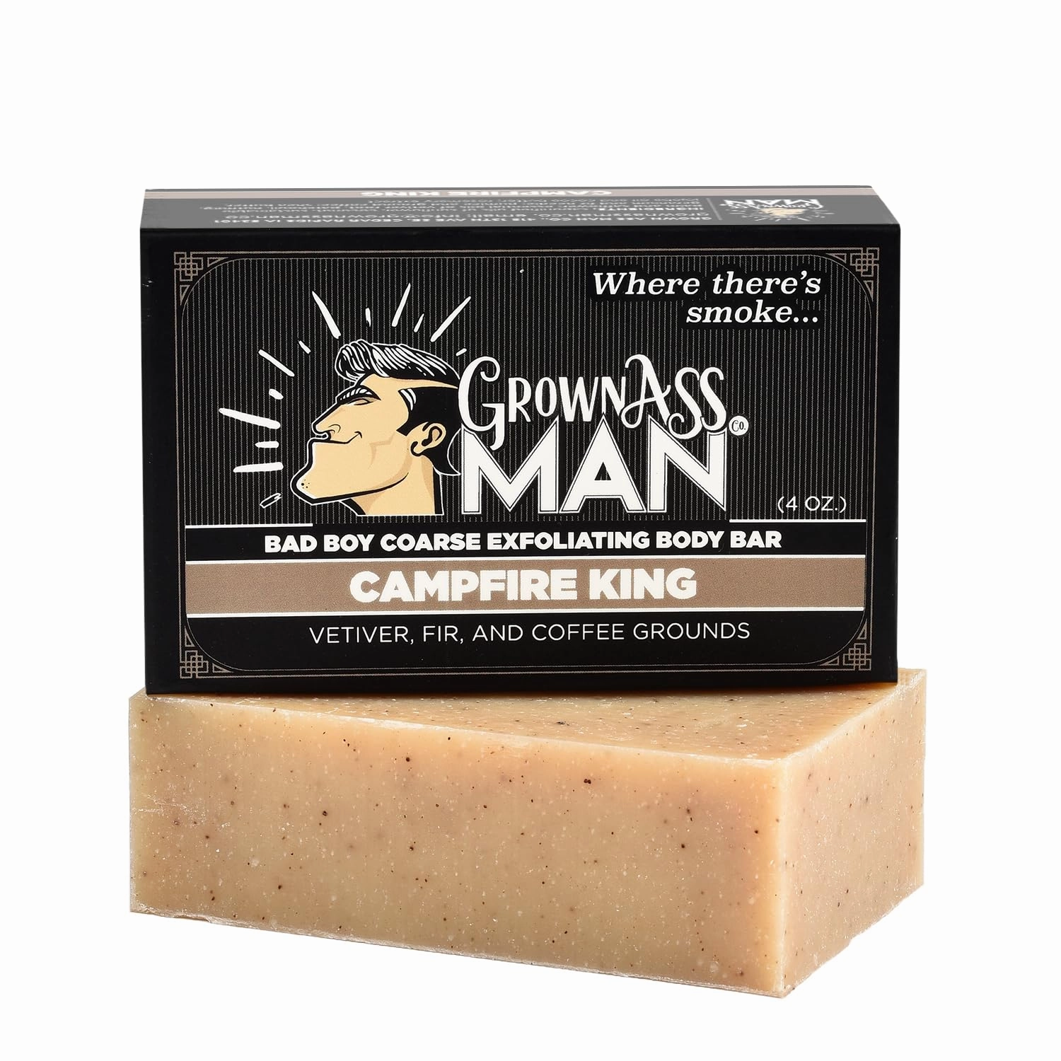 Exfoliating Body Bars - Solid Soap with Natural Oils & Gentle Scrub - Plastic Free & Eco-Friendly, Natural & Organic for All Skin, 4oz Bar - Campfire King - Coarse Exfoliant, 6-Pack