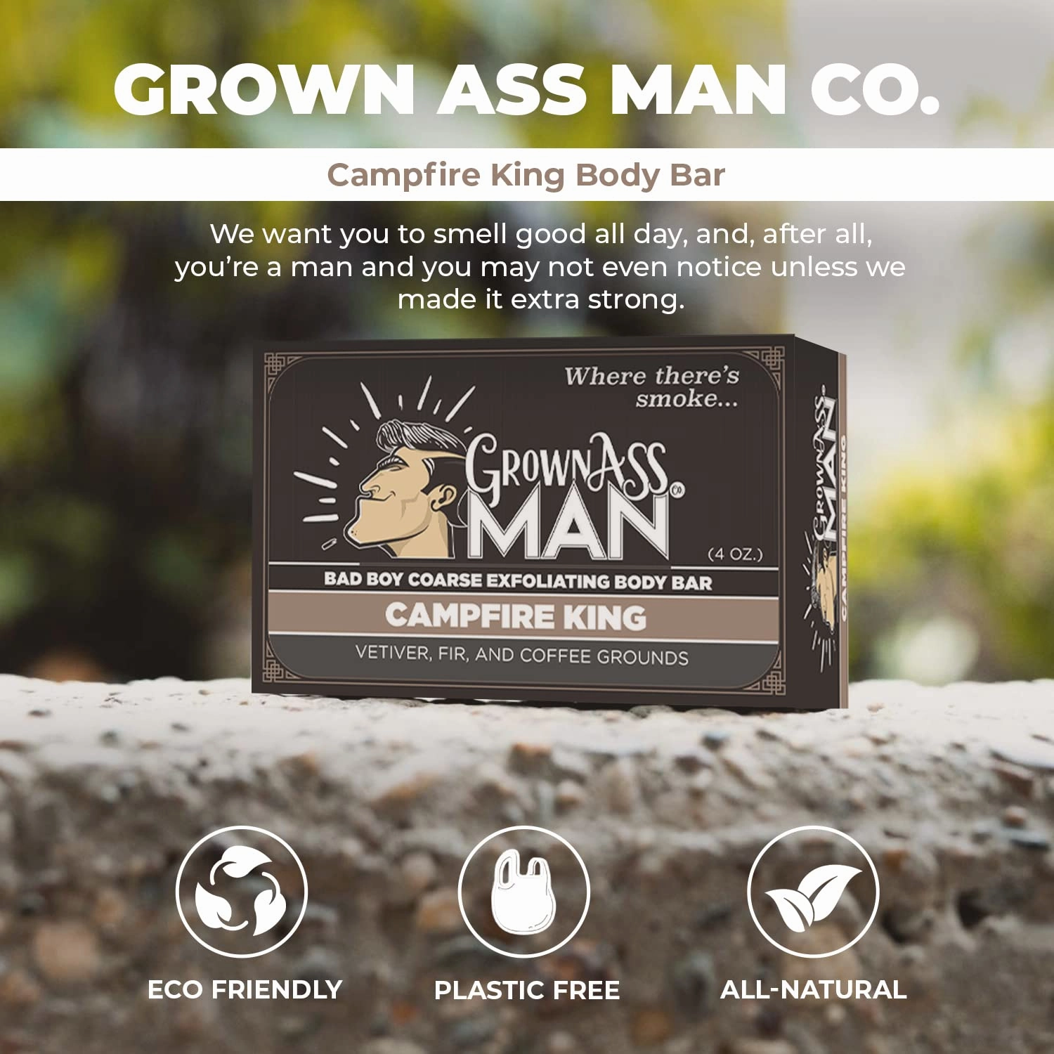 Exfoliating Body Bars - Solid Soap with Natural Oils & Gentle Scrub - Plastic Free & Eco-Friendly, Natural & Organic for All Skin, 4oz Bar - Campfire King - Coarse Exfoliant, 6-Pack