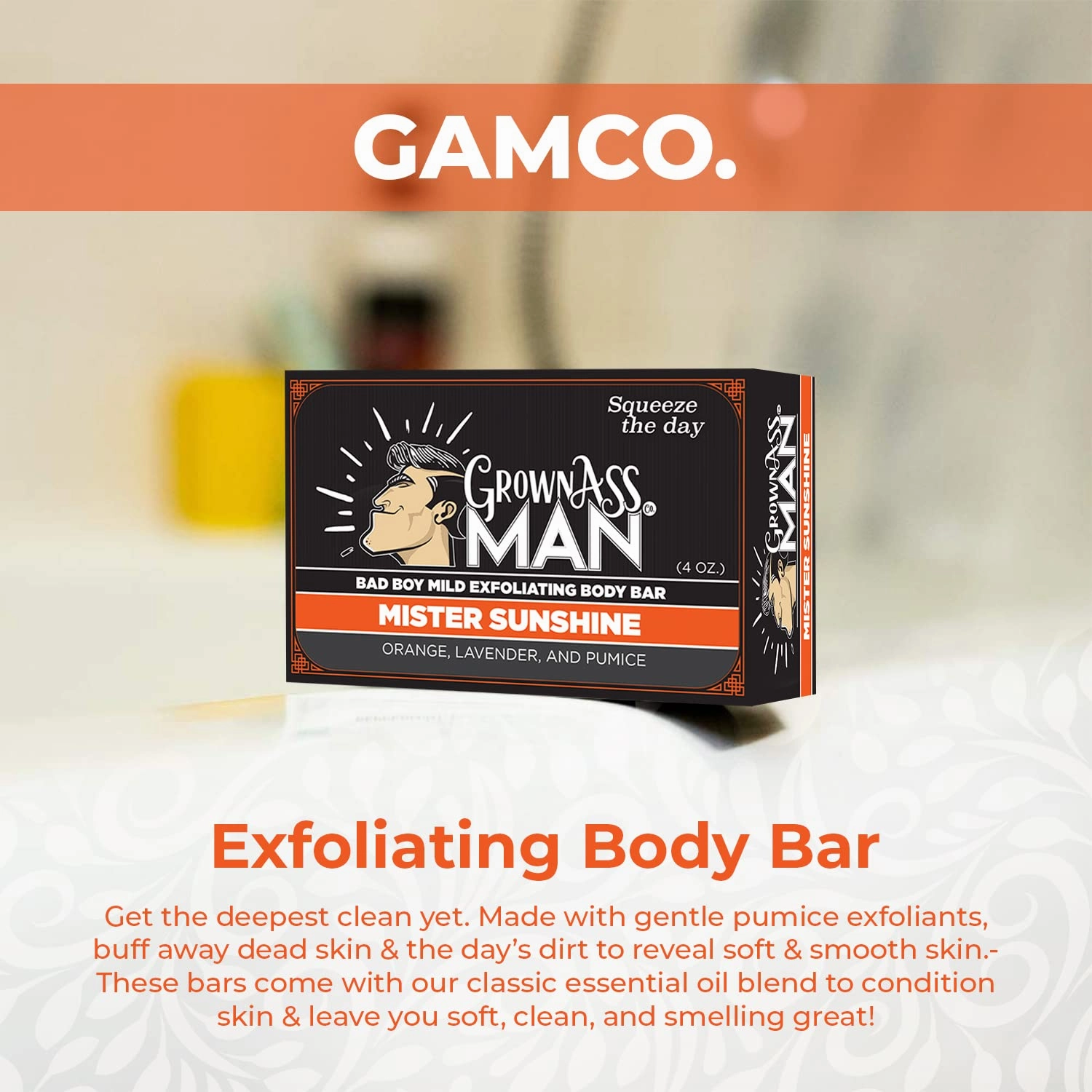 Exfoliating Body Bars - Solid Soap with Natural Oils & Gentle Scrub - Plastic Free & Eco-Friendly, Natural & Organic for All Skin, 4oz Bar - Mister Sunshine - Mild Exfoliant, 6-Pack