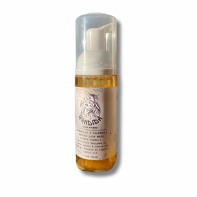 Eyelash Extension Shampoo   Brush/Foaming Lash Wash for Extensions & Natural Lashes/Safe Makeup Remover infused with Organic Chamomile & Calendula, powered by Organic Castor Oil 2oz